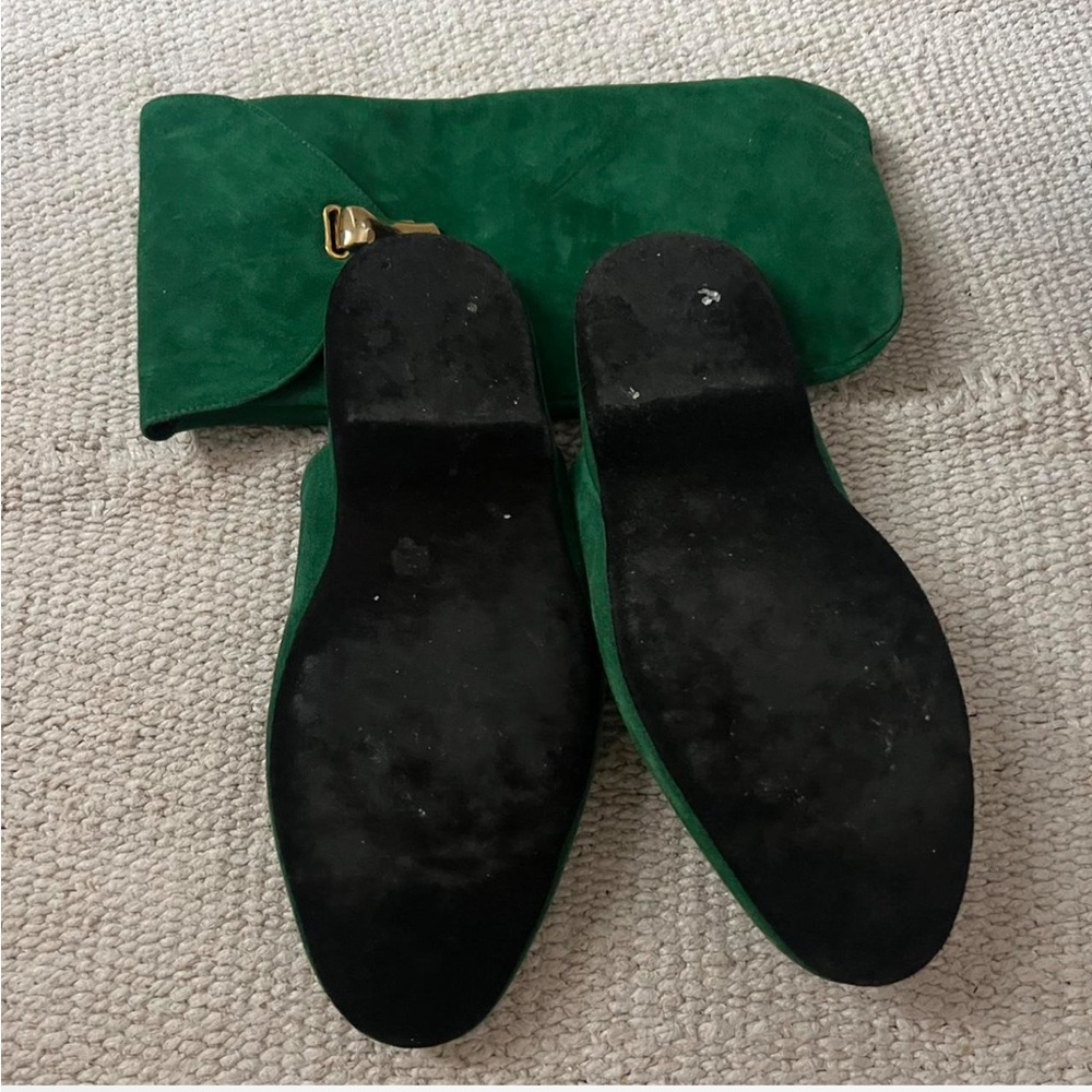 Charvet Paris Green Suede Slip-On Mules Slippers - Picture 2 of 3